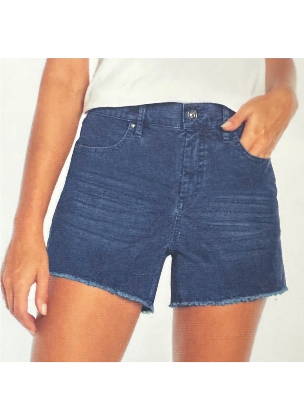 NWT Gap Navy Blue High Rise Corduroy Shorts Women's Size 12 Raw Hem Preppy